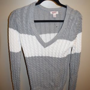Arizona Gray and White Stripe Sweater- Size L